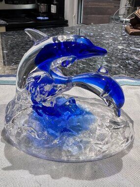 🐬✨ Vintage Cristal d’Arques France Crystal Dolphin Sculpture | Mother & Baby ✨